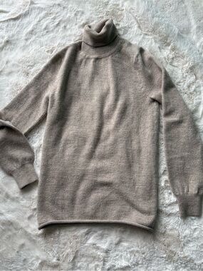 Lauren Manoogian Women's Taupe Cowl Turtleneck Sweater